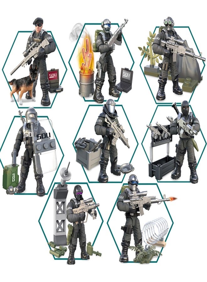 MEIEST SWAT Model Equipment Assembly Building Block Toys,8 PCS City Police Action Mini-Figures with Multiple Military Weapons Accessories,Party Favors Set - Image 3